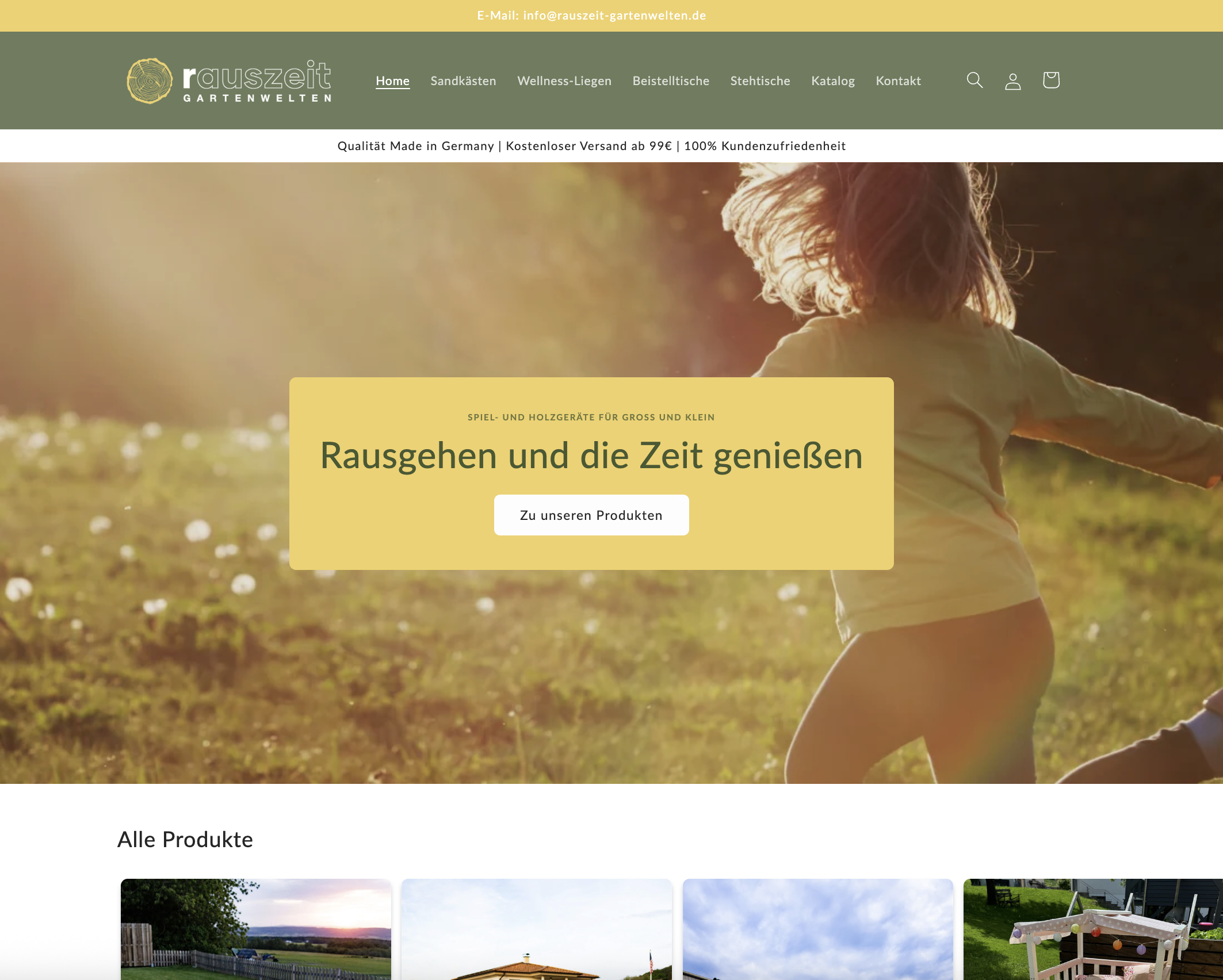 Rauszeit Gartenwelten Website